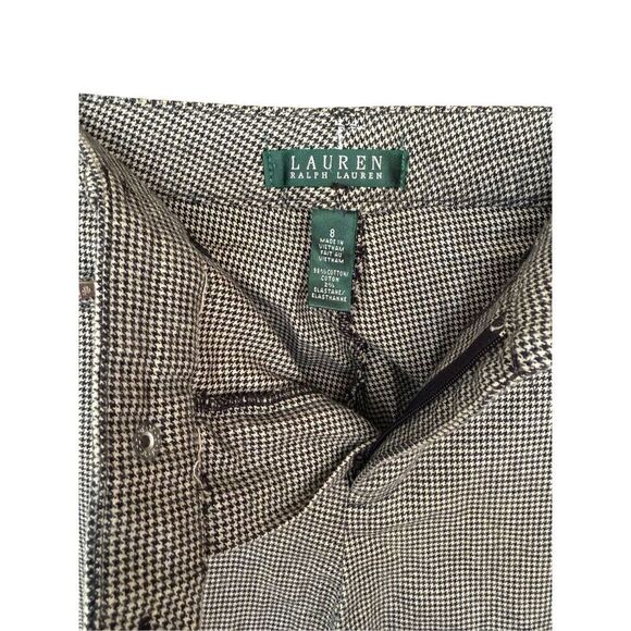 NWT Lauren Ralph Lauren Womens Black Cream Houndstooth Trouser Pants Size 8 - Picture 4 of 12